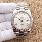 Copy Rolex Day-Date Stainless Steel 40mm White Dial Roman Markers Watch